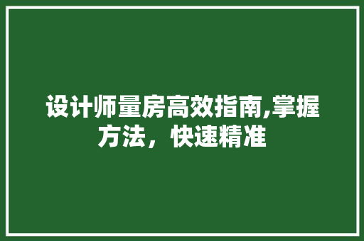 设计师量房高效指南,掌握方法，快速精准