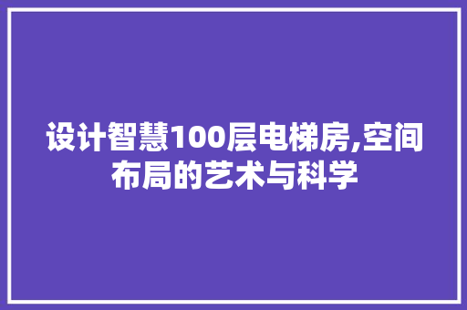 设计智慧100层电梯房,空间布局的艺术与科学
