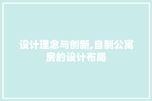 设计理念与创新,自制公寓房的设计布局