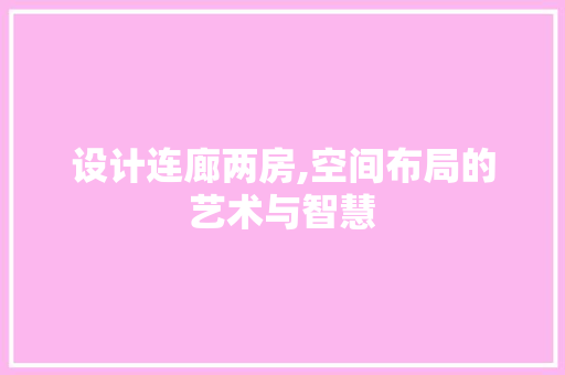 设计连廊两房,空间布局的艺术与智慧