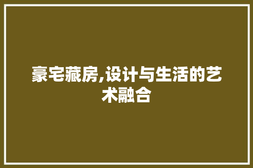 豪宅藏房,设计与生活的艺术融合
