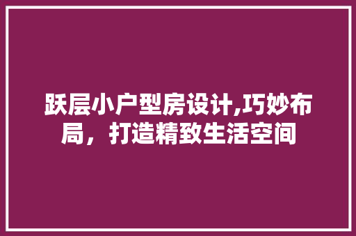 跃层小户型房设计,巧妙布局，打造精致生活空间