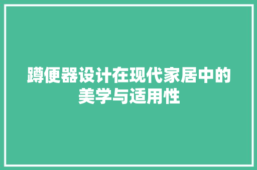蹲便器设计在现代家居中的美学与适用性