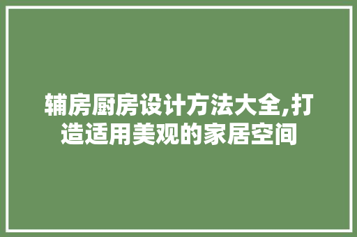 辅房厨房设计方法大全,打造适用美观的家居空间