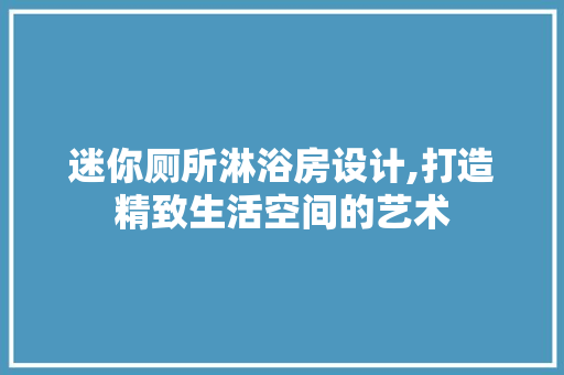 迷你厕所淋浴房设计,打造精致生活空间的艺术