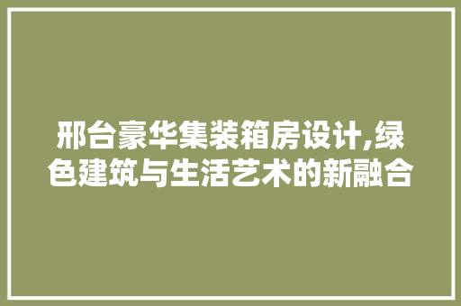 邢台豪华集装箱房设计,绿色建筑与生活艺术的新融合