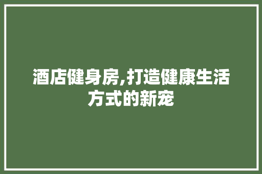 酒店健身房,打造健康生活方式的新宠