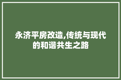 永济平房改造,传统与现代的和谐共生之路