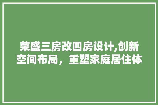 荣盛三房改四房设计,创新空间布局，重塑家庭居住体验