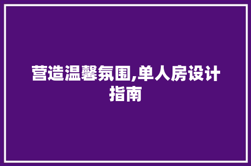 营造温馨氛围,单人房设计指南