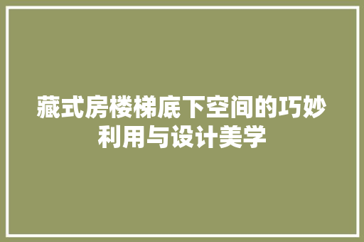 藏式房楼梯底下空间的巧妙利用与设计美学