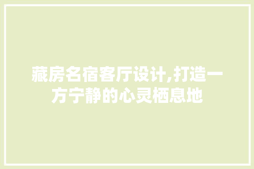 藏房名宿客厅设计,打造一方宁静的心灵栖息地