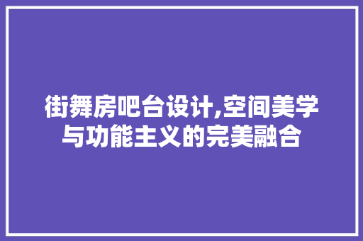 街舞房吧台设计,空间美学与功能主义的完美融合