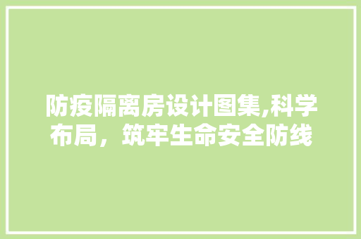 防疫隔离房设计图集,科学布局，筑牢生命安全防线