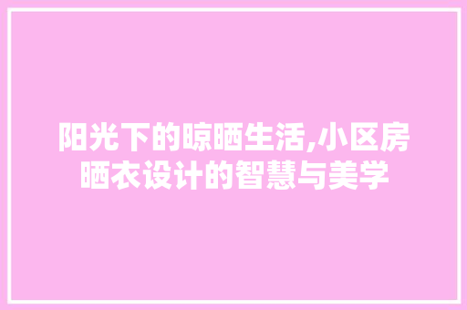 阳光下的晾晒生活,小区房晒衣设计的智慧与美学