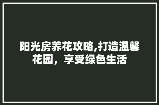 阳光房养花攻略,打造温馨花园，享受绿色生活