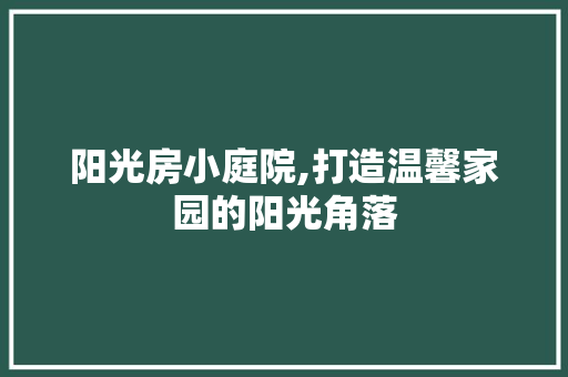 阳光房小庭院,打造温馨家园的阳光角落