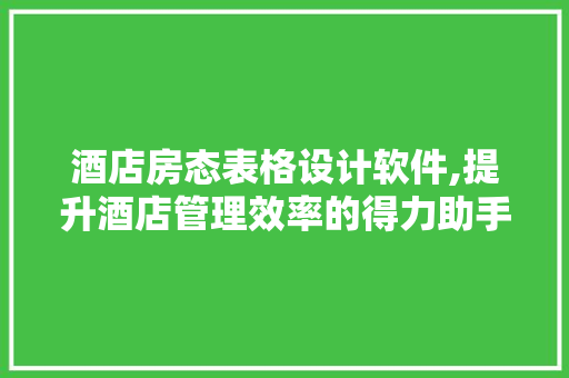 酒店房态表格设计软件,提升酒店管理效率的得力助手
