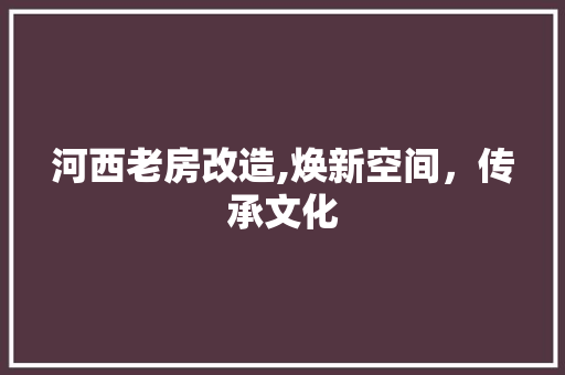 河西老房改造,焕新空间，传承文化