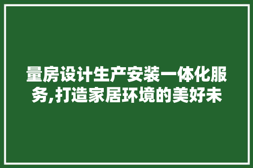 量房设计生产安装一体化服务,打造家居环境的美好未来