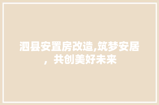 泗县安置房改造,筑梦安居，共创美好未来