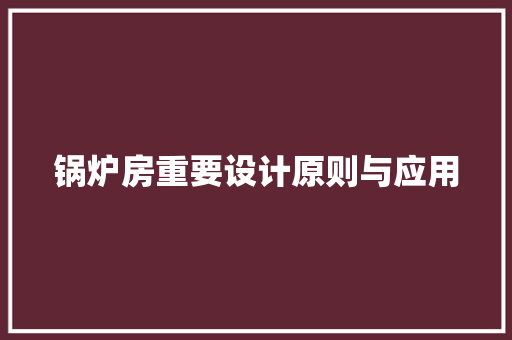 锅炉房重要设计原则与应用