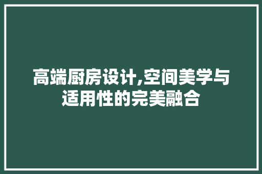 高端厨房设计,空间美学与适用性的完美融合