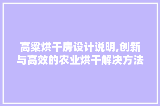 高粱烘干房设计说明,创新与高效的农业烘干解决方法