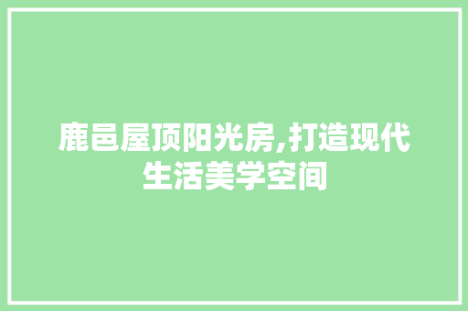 鹿邑屋顶阳光房,打造现代生活美学空间
