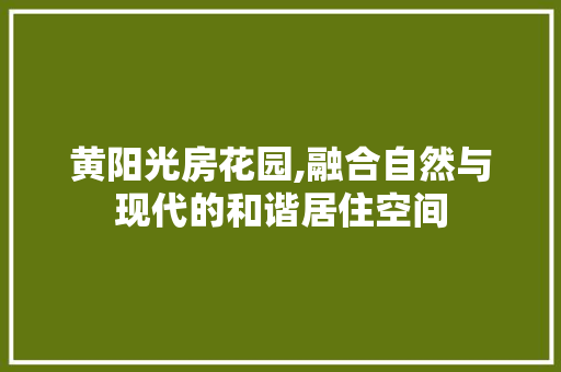 黄阳光房花园,融合自然与现代的和谐居住空间