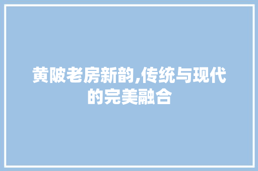 黄陂老房新韵,传统与现代的完美融合
