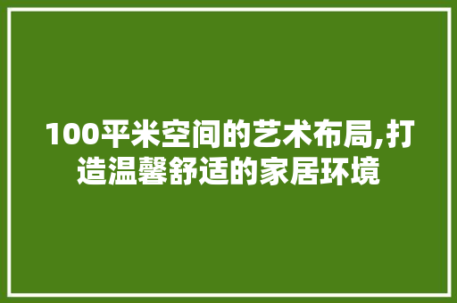 100平米空间的艺术布局,打造温馨舒适的家居环境