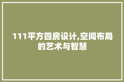 111平方四房设计,空间布局的艺术与智慧