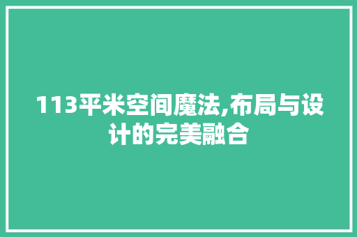 113平米空间魔法,布局与设计的完美融合