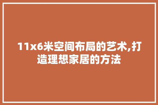 11x6米空间布局的艺术,打造理想家居的方法