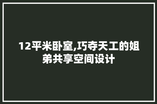 12平米卧室,巧夺天工的姐弟共享空间设计
