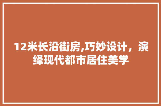 12米长沿街房,巧妙设计，演绎现代都市居住美学