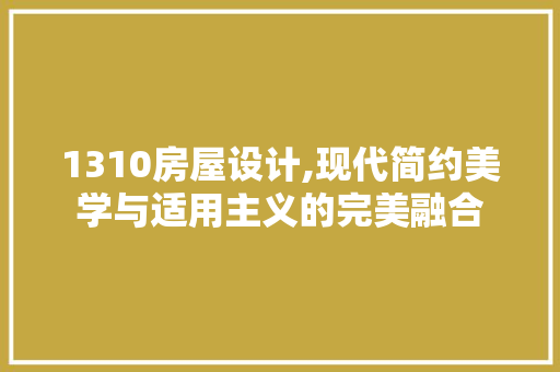 1310房屋设计,现代简约美学与适用主义的完美融合