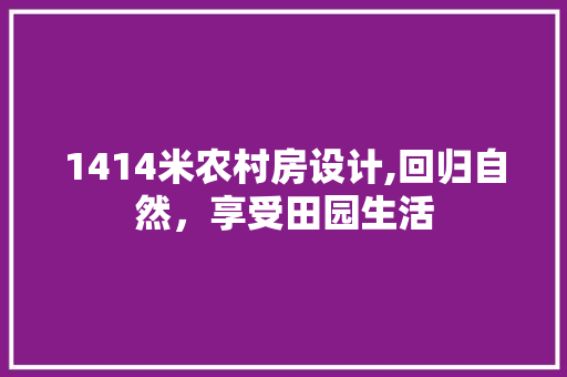 1414米农村房设计,回归自然，享受田园生活