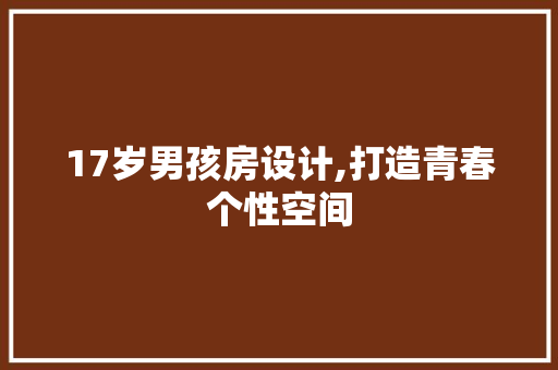 17岁男孩房设计,打造青春个性空间