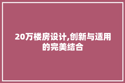 20万楼房设计,创新与适用的完美结合
