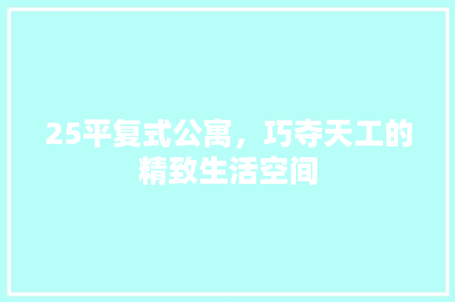 25平复式公寓，巧夺天工的精致生活空间
