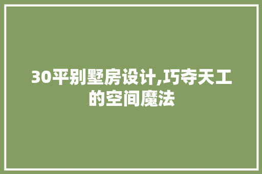 30平别墅房设计,巧夺天工的空间魔法