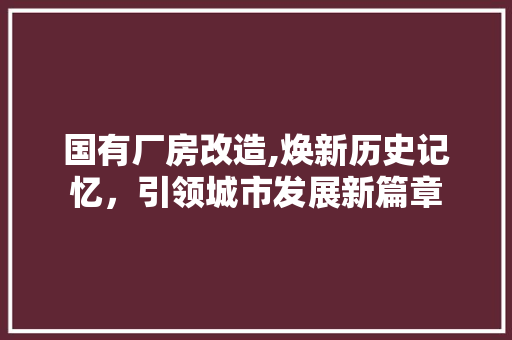 国有厂房改造,焕新历史记忆，引领城市发展新篇章