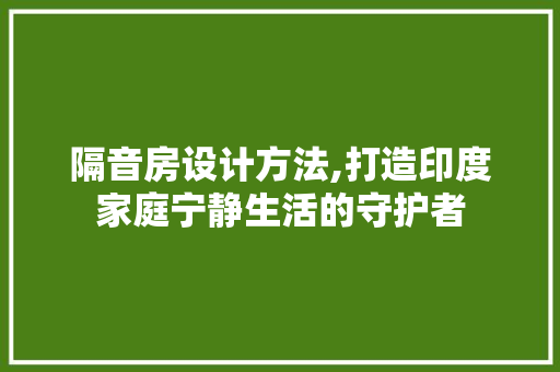 隔音房设计方法,打造印度家庭宁静生活的守护者