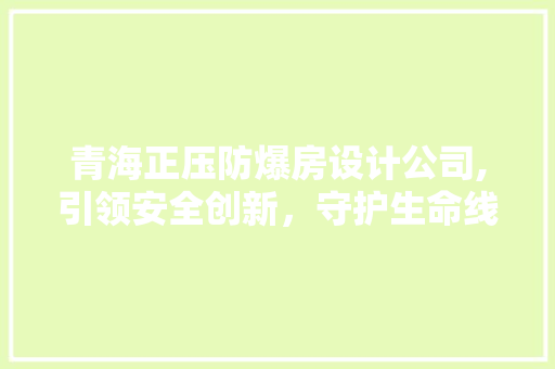 青海正压防爆房设计公司,引领安全创新，守护生命线