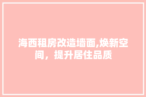 海西租房改造墙面,焕新空间，提升居住品质