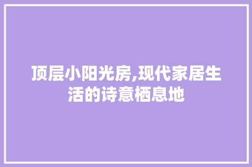 顶层小阳光房,现代家居生活的诗意栖息地