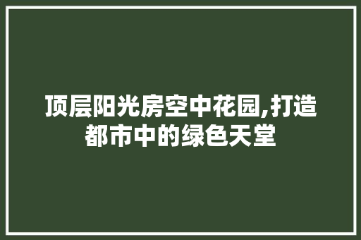 顶层阳光房空中花园,打造都市中的绿色天堂