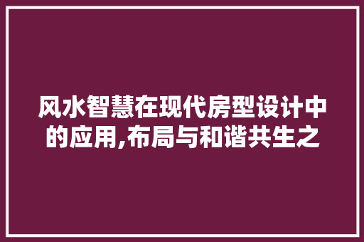 风水智慧在现代房型设计中的应用,布局与和谐共生之路